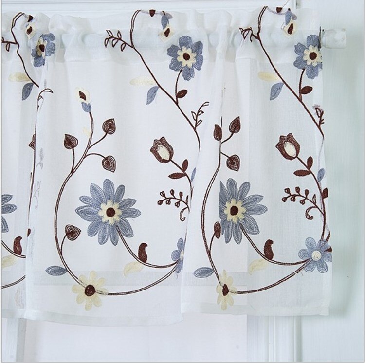 The cabinet curtain embroidered curtain Japanese and Korean style short floating curtains decorative door curtain.: 130cm  60cm