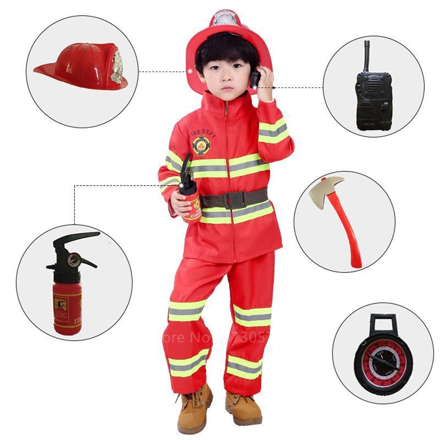 Cosplay de Halloween niños uniforme de bombero niños Sam bombero juego de rol ropa de trabajo traje de niño niña disfraces de de actuación