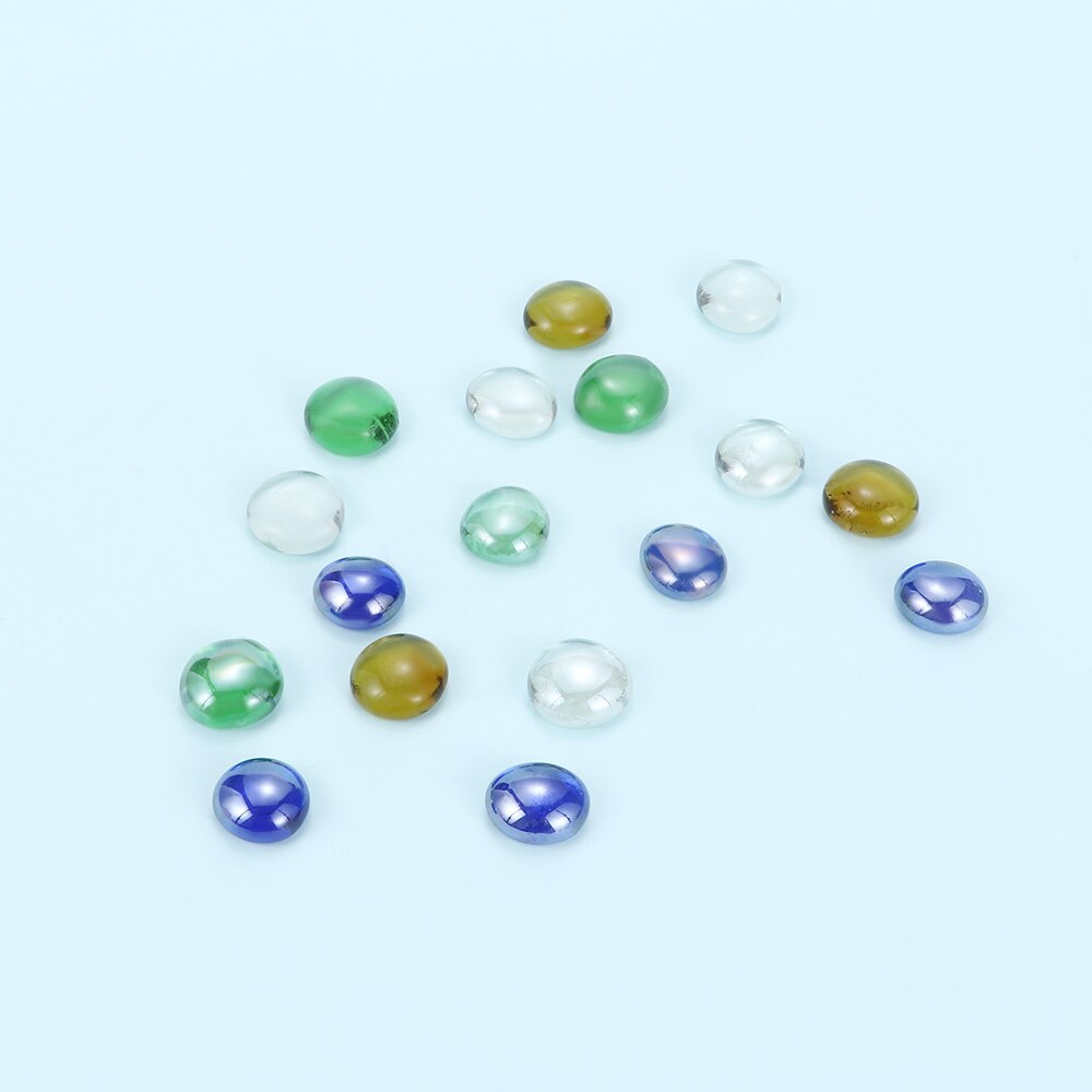 Piedras redondas para acuario de peces, abalorios planos de cristal de colores para decoración del hogar, accesorios para peceras, 100g