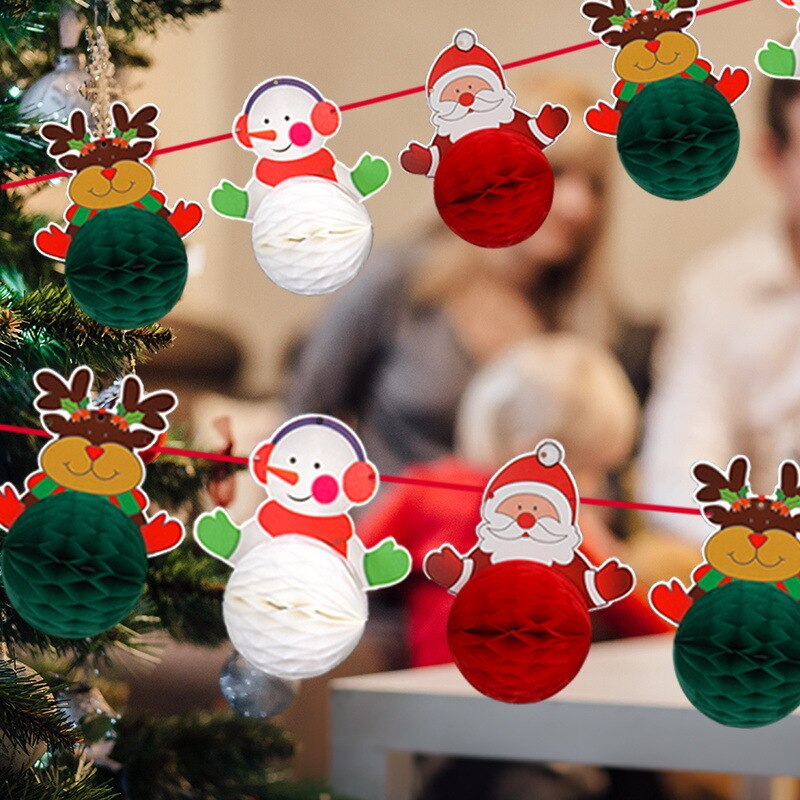 Kerstversiering site decoratieve papieren beugel kerstproduct kerstman sneeuwpop papieren bal latte art