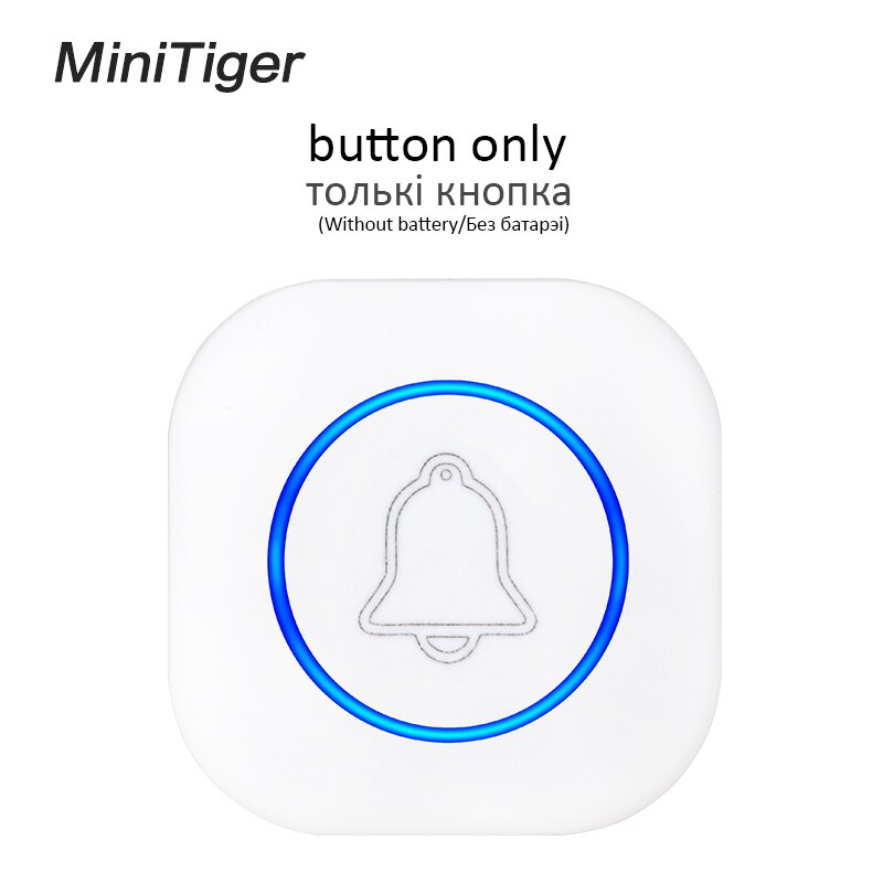 Minitiger Wireless Doorbell Welcome bell Intelligent Home Door bell Alarm Smart Doorbell doorbell ring Waterproof Button: white button