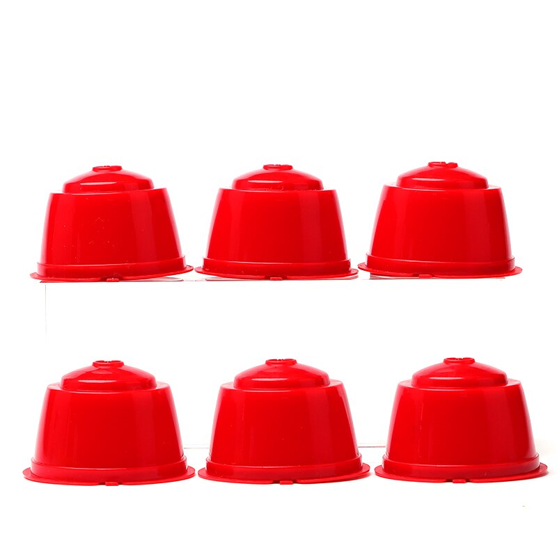 Capsules de café réutilisables pour Dolce Gusto, dosette pour nescafé, avec cuillère, brosse, accessoires de cuisine, 6 pièces: 6pcs-red