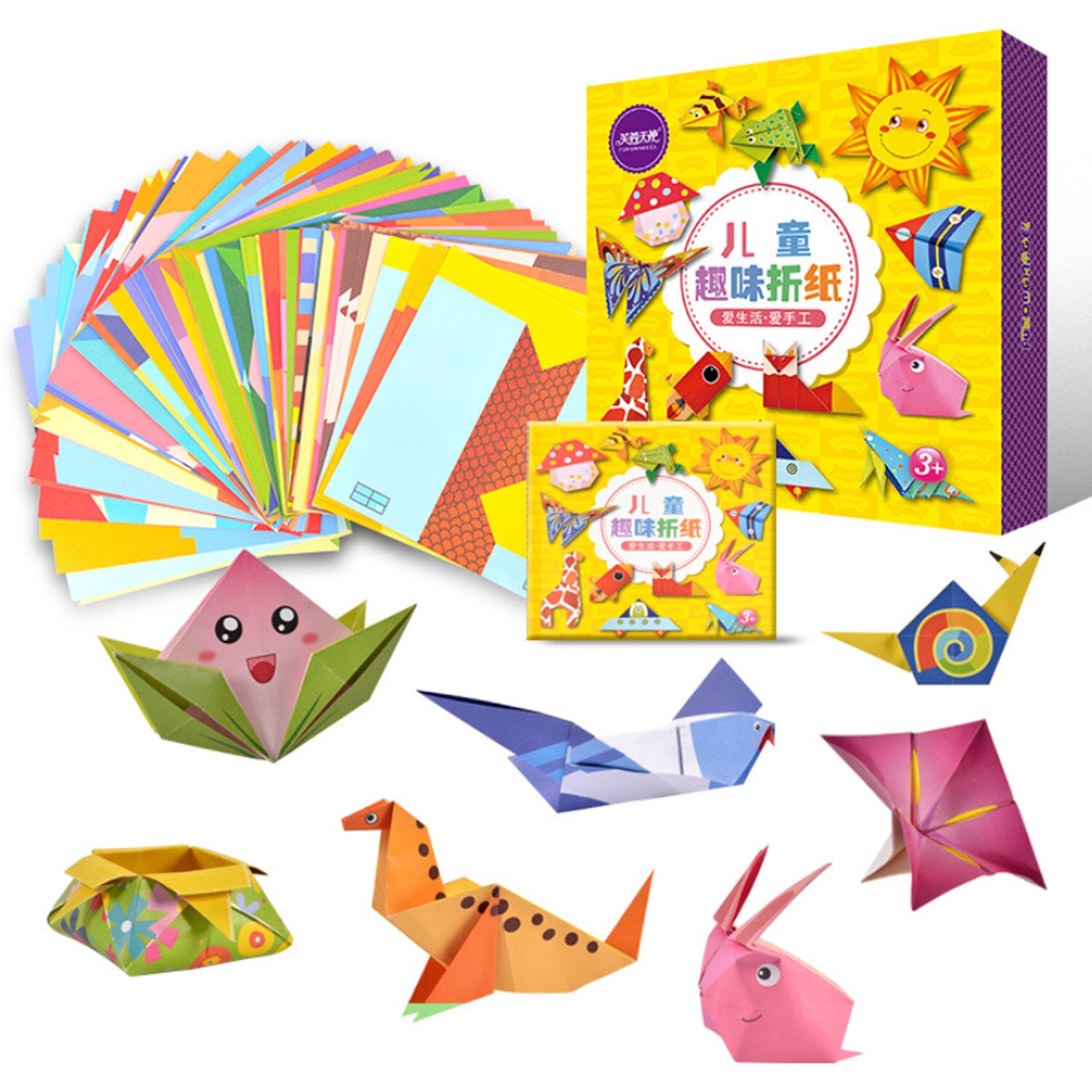 152 Sheets 3D Kids Origami Cartoon Animal Book Folding Paper for Children DIY Crafts Paper Art Projects Early Educational Toys: 108pcs Animal