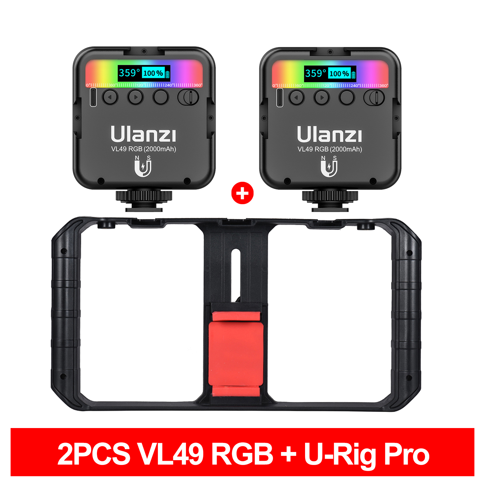 Ulanzi VL49 RGB Video Lichter Mini LED Kamera Licht 2000mAh Rechargable LED Tafel Lampe für Live Streming Foto Video beleuchtung: U-Anlage Profi Bausatz