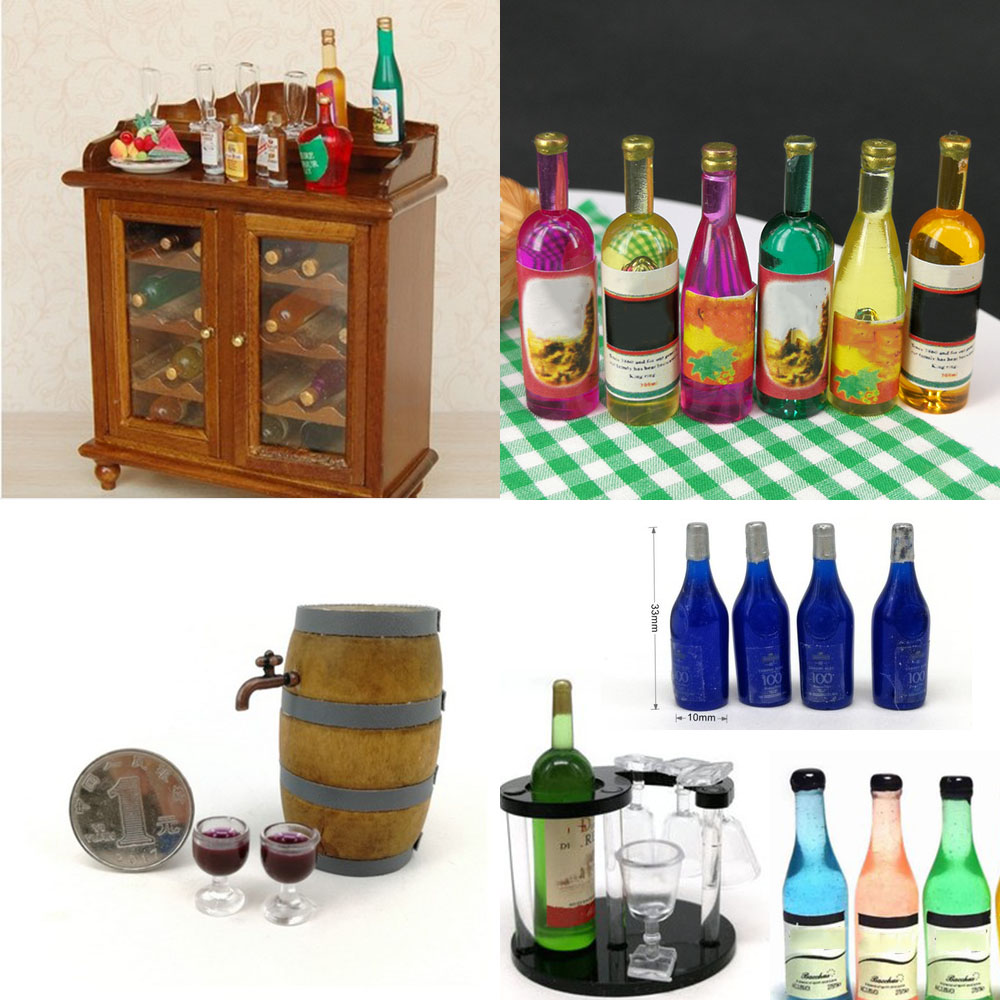 1/12 Skala Zahl Bar Szene Zubehör Miniatur Wein Flaschen Champagner Trinken Flaschen Möbel Modell Für 6 &quot;Aktion Zahl
