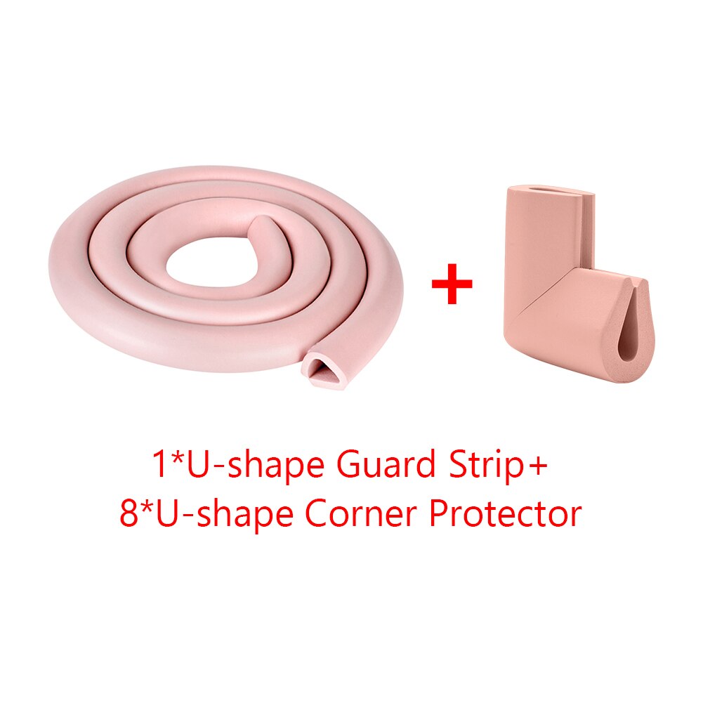 2m baby sikkerhet bord skrivebord kant vakt stripe hjemme pute vakt stripe sikker beskyttelse låve bar stripe myk tykkere: Rosa u-form