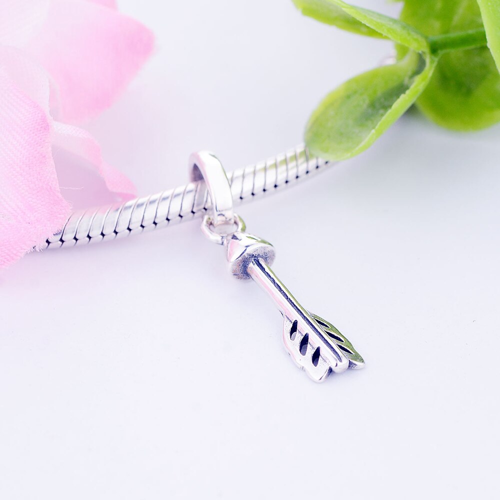 Valentine Day 925 Sterling Silver Shine Arrow Of Cupid Dangle Bead Fit Original Europe Charm Bracelet DIY Jewelry Pendant