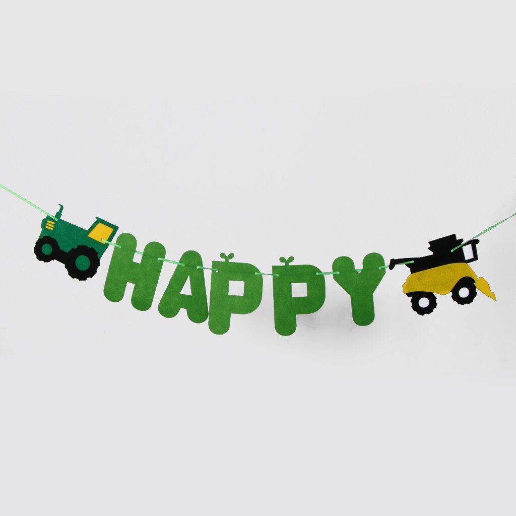 Happy Birthday Letters Tractor Car Felt Banner Baby Shower Kids Room Decor