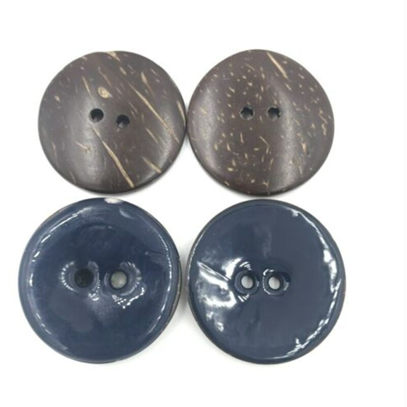 Bricolage 5 pièces coquille de noix de coco émail boutons outils de couture vêtements accessoires artisanat décoratif taille 40mm trou taille 4mm: Deep blue -5pcs