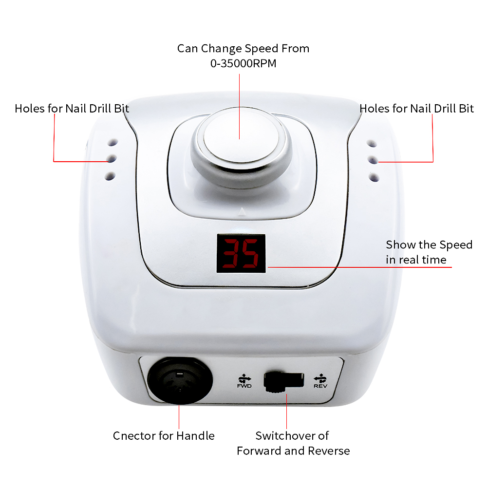 32W 35000RPM Nail Drill Machine Electric Nail File With Speed Display Screen Manicure Cutter Pedicure Machine