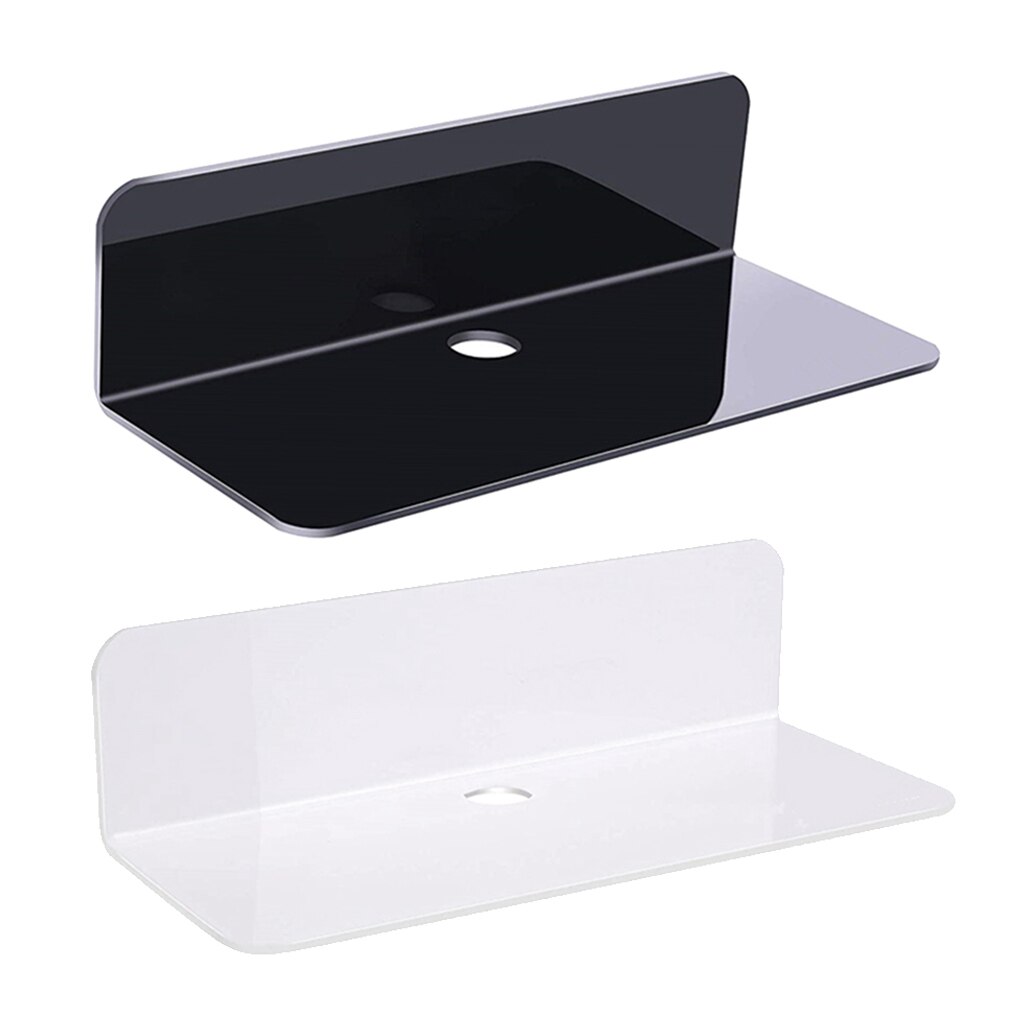 Estante flotante acrílico duradero sin daños, altavoz, pantalla pequeña, adhesivo, extraíble