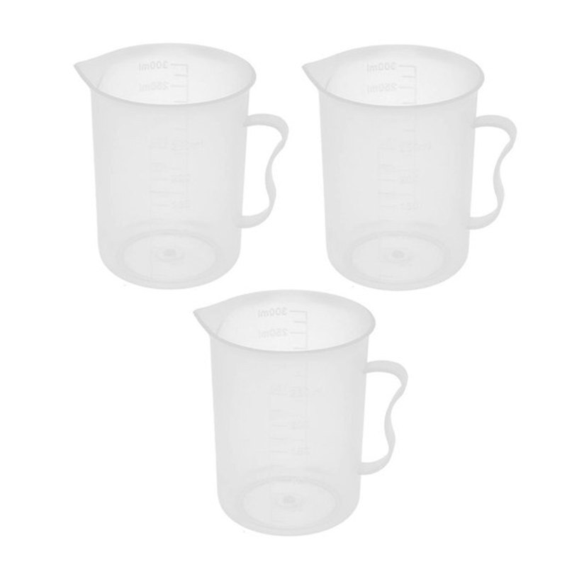 3 pcs student lab plastic water liquid container measuring cup 300mL