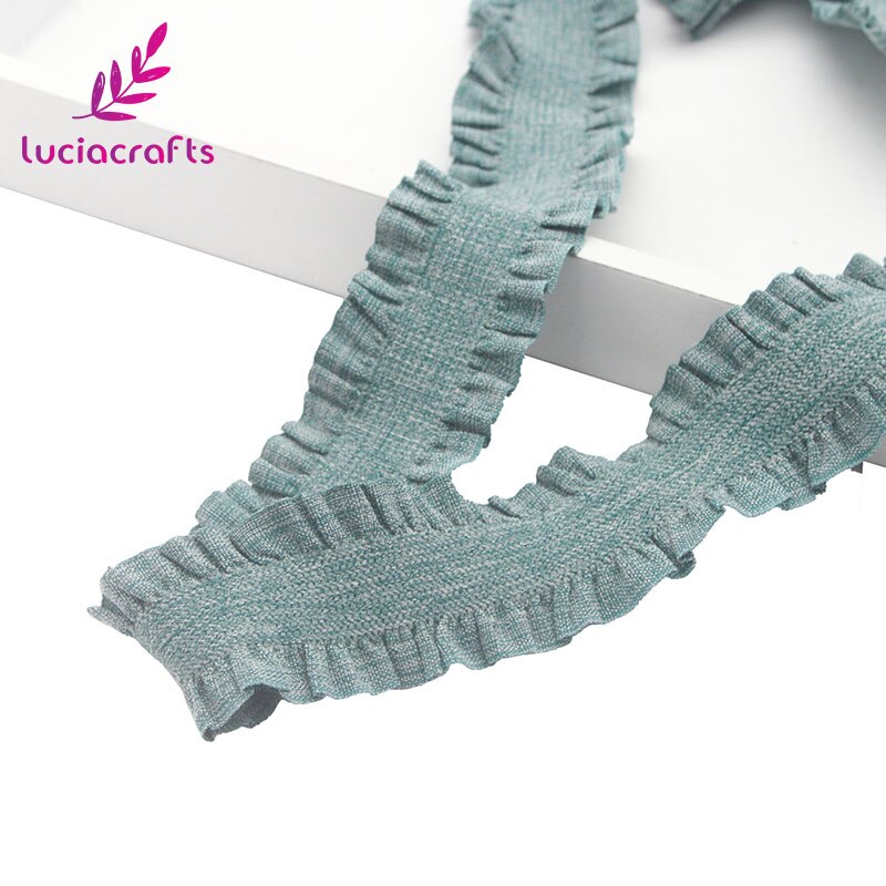 Lote de 2/6 yardas de cinta de cintas elásticas de 25mm, rollo de adorno de encaje, tocado DIY, accesorios de costura para prendas N0602: C2 Lake green 2yards