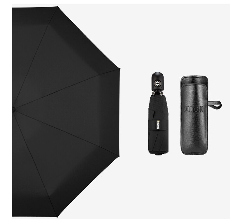 Kompakt bærbar mini automatisk paraply anti-uv parasol ultra let foldbar paraply regn kvinder rejser paraply mand: Sort