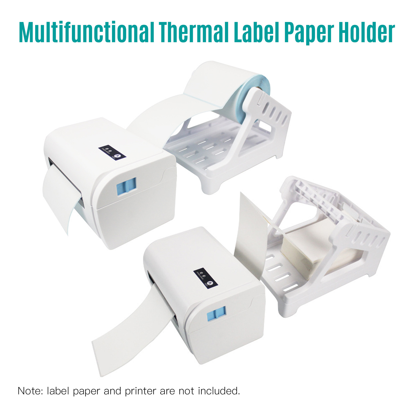 Label Holder for 4x6 Labels Printer Rolls and Fanfold Labels 2 in 1 Work for Desktop Themal Label Sticker Detachable