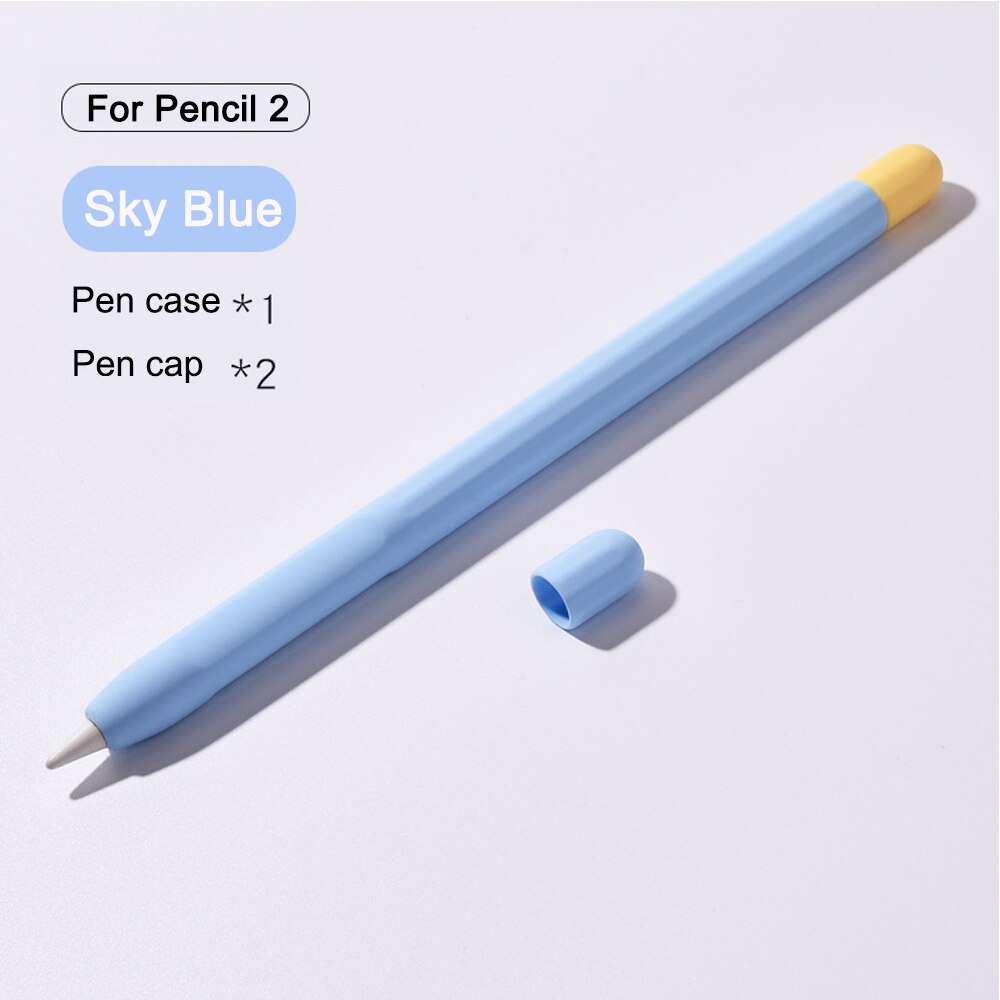 Funda protectora para tableta Touch Stylus Pen 2, 1, estuche portátil suave, estuche para lápices de silicona, accesorio de: For Pencil 2 SkyBlue