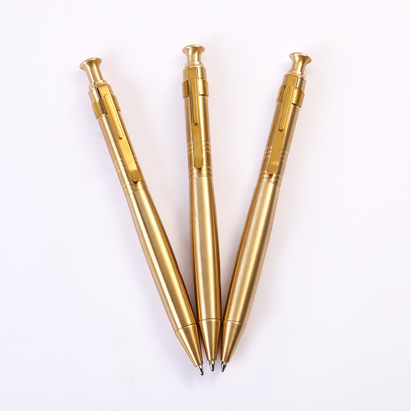 3PCS / Lot brass pen signature pen writing pen Click Pen: Brown