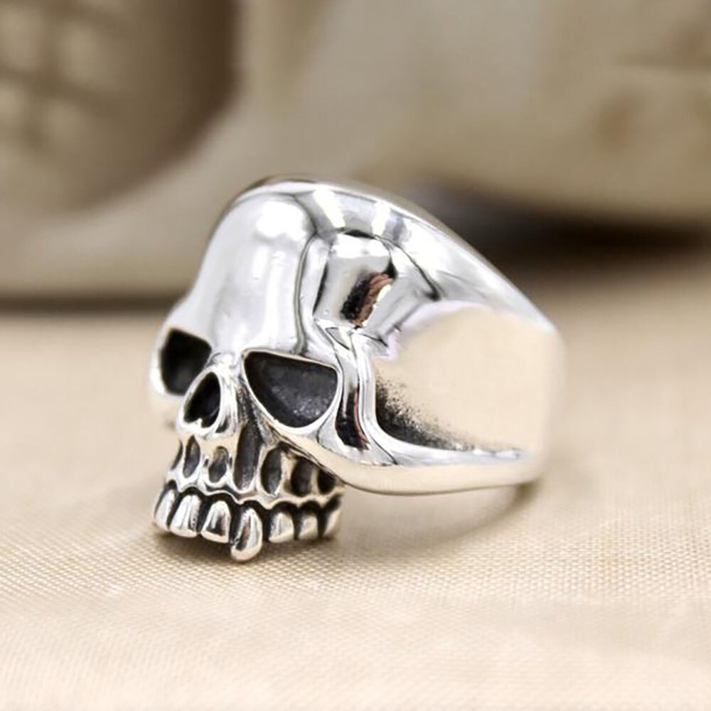 Silver Rings Punk Vintage Punk Silver Color Skull Shape Rings For Ma... – Grandado