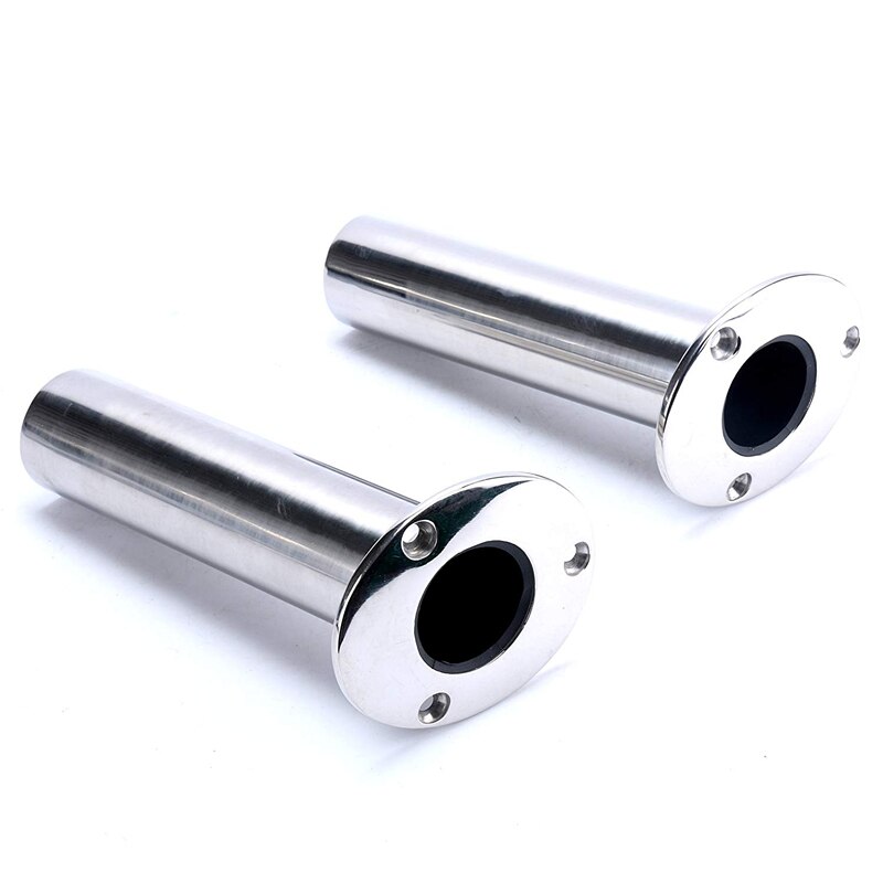 Boat Accessories Marine Stainless Steel 316 Deluxe Rod Holders with Drain, Flush Mount Fishing Rod Pole Holders: 15 degrees