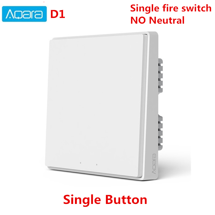 Xiaomi-Interruptor de pared inteligente Aqara D1 Zigbee, interruptor de luz con tecla de Control remoto inalámbrico, cable de fuego neutro, botón Triple para casa inteligente: No Neutral 1key