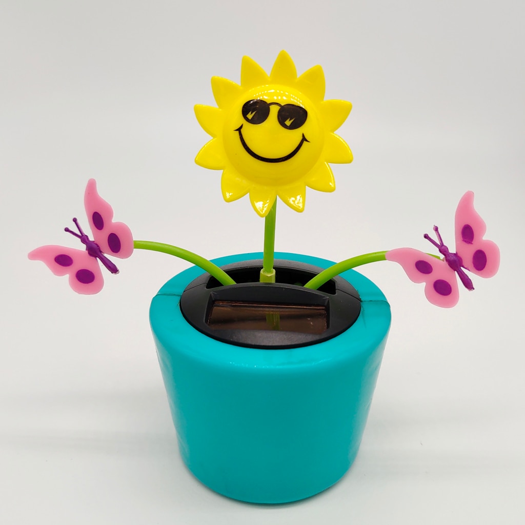 Op zonne-energie werkende bloem, insectenschuddende pop, speelgoed, huisdecoratie, auto, ornament, bloempot, vlinder en zonnebloem