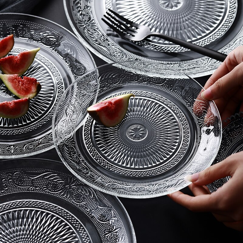 Nordisk præget glasplade blyfri frugt dessert snack plade hjemmetørret frugt