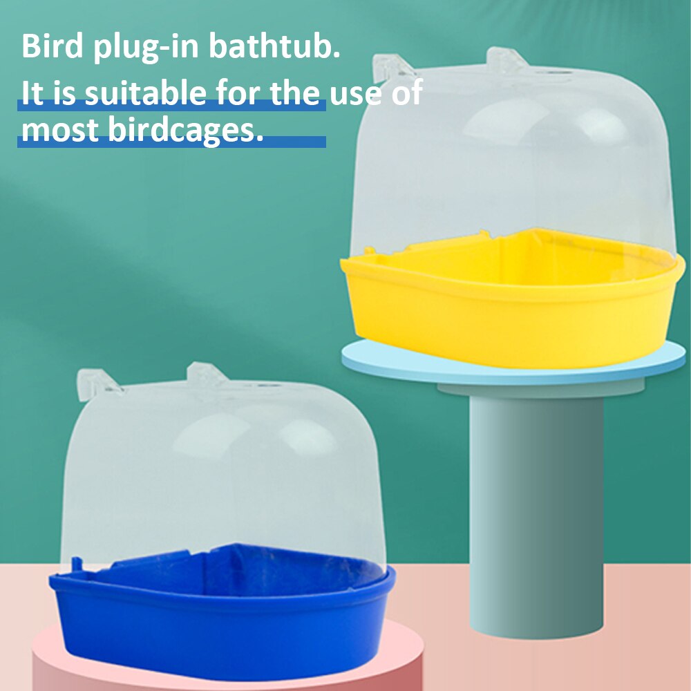 Caja de plástico para baño de aves, jaula colgante de plástico para baño de loros, periquitos, aves, cuencos para pájaros y mascotas, 1 unidad
