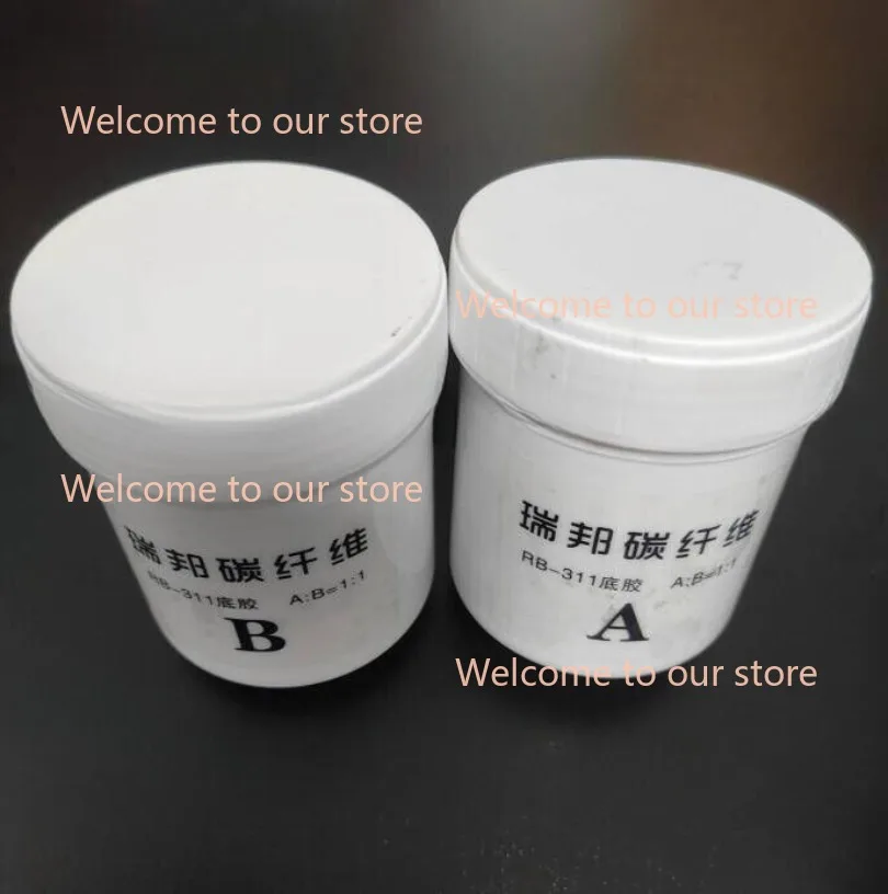 1 SET Epoxidharz-Kohlefaser-Kleber, schwarzer Basiskleber, 150 g + B 150 g, für die Herstellung von Autohandwerk