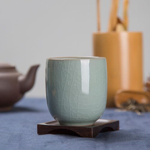 [storhet] longquan celadon tekopp longquan celadon tekopp japansk q kontorsglas keramisk kopp glas tekopp 160ml: C