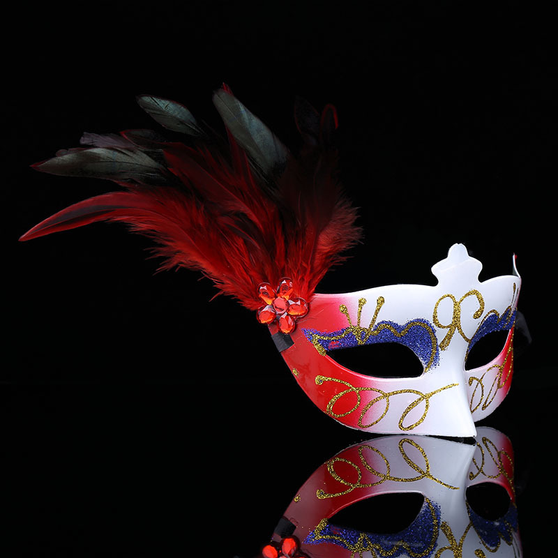 FAROOT Masquerade Ball feather Mask Halloween Costume Birthday Graduation Prom Party Lady Plastics Ball MASK: E
