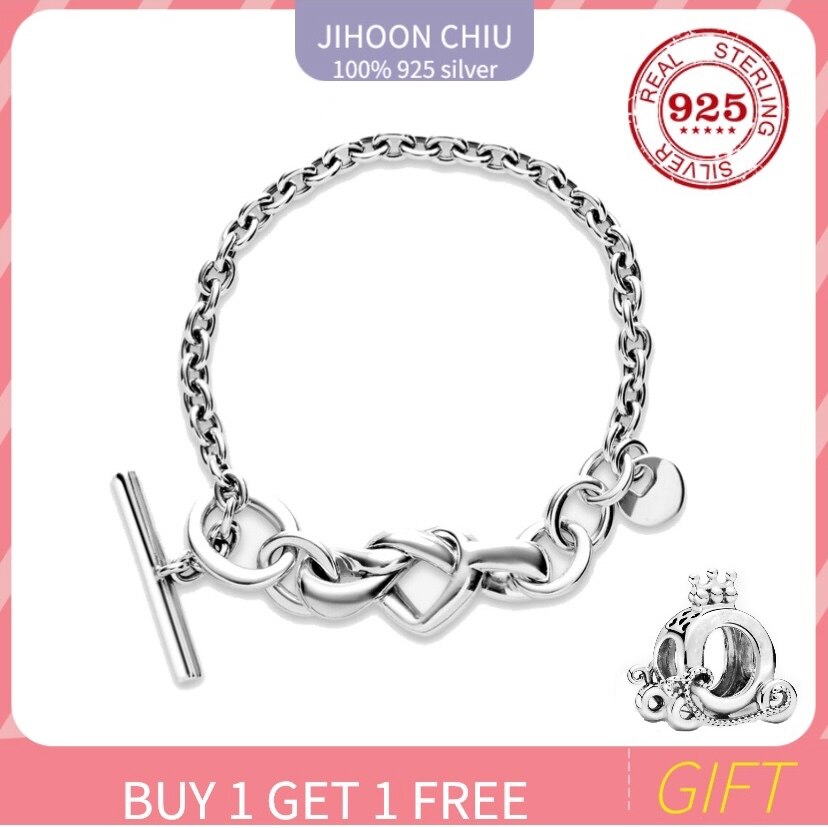 Original Pando charm chain Snake bracelet 100% 925 sterling silver bracelet for women's classic DIY jewelry: 16cm