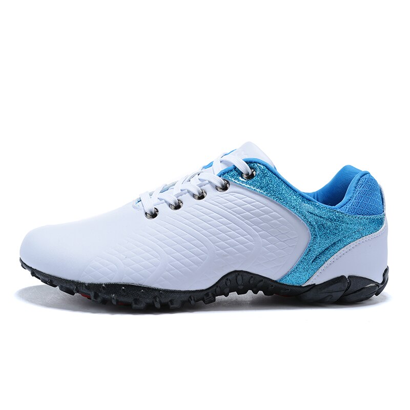 Leather Mens Golf Shoes Anti Slip Golf Sport Sneakers White Blue Breathable Golf Sneakers Trainers for Men: Blue / 44