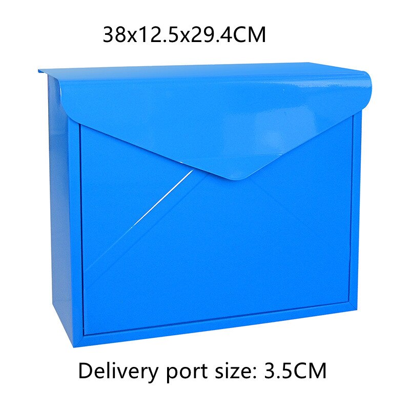 38x12.5x29.4CM Wall Mounted Metal Lockable Simple Mailbox Outdoor Apartment Home Letterbox Mail Newspaper Box Garden Ornament