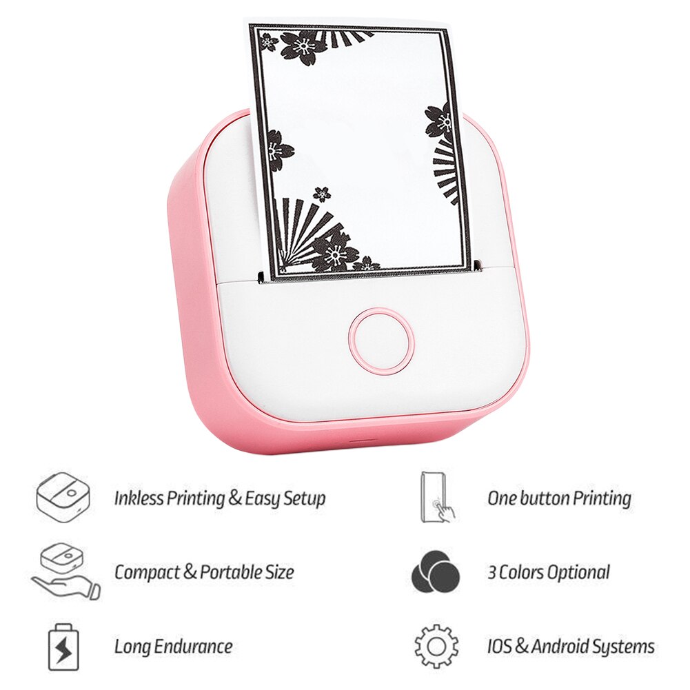 Tragbarer thermodrucker (203 dpi), kabellos, bluetooth-kompatibel, kompatibel mit android und ios, ideal für kinderpartys