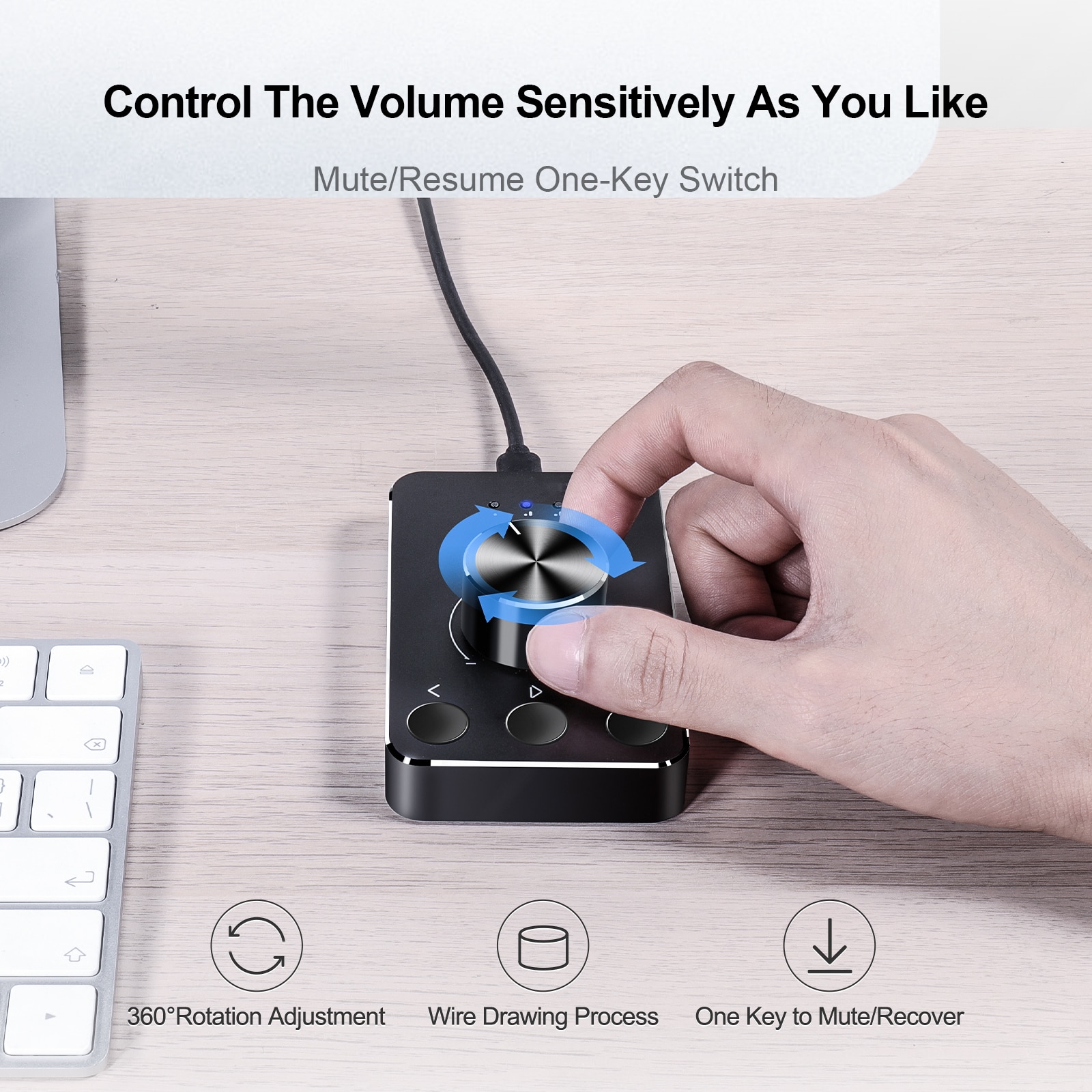Volume Control Knob USB Computer Speaker Controller One-Click Mute Function and 3 Volume Control Modes Audio Adjust
