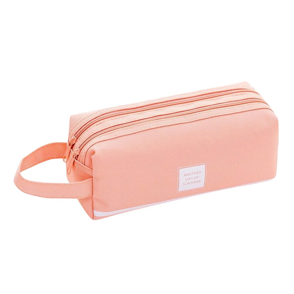 Girls Cute Pencil Case Pen Storage Bag 2 Compartments Makeup Coin Purse for Women SGA998: Pink
