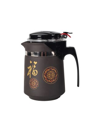 Bule de chá de argila roxa elegante copo bule resistente ao calor filtro bule escritório conjunto chá doméstico artesanal resistente a altas temperaturas: Golden blessing1