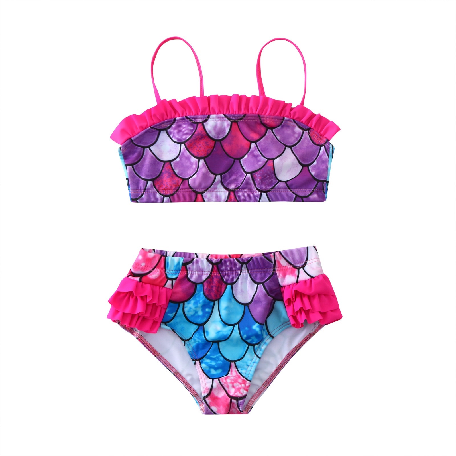 Toddler Baby Girl Swimsuit Kids Bikini Set Swimwear Bathing Suit Ruffle Scale Two-piece Swimwear Swimsuit Beach Bathing Suit: 120