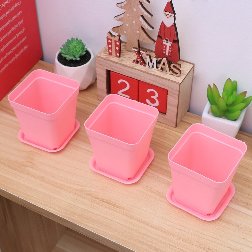 6 st tjockna blomkrukor fyrkantiga planteringsmaskiner krukor plastkrukor små fyrkantiga krukor för saftiga växter (vardera 3 of små