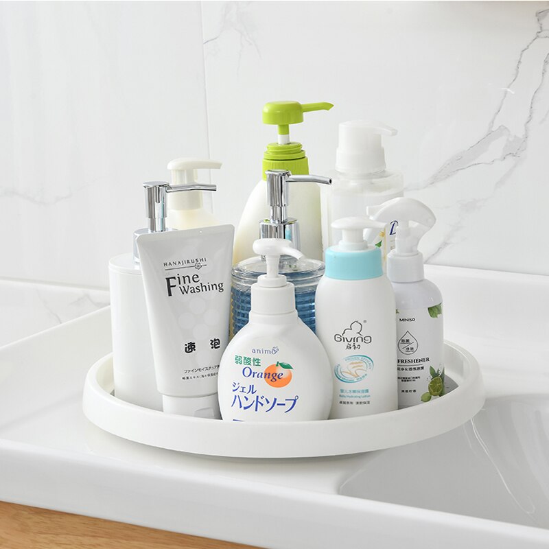 25cm Condiment 360° Rotating Storage Tray Spice Rack Non-Slip TPR Home Cosmetics Cabinet Organizer For Kitchen Accessories