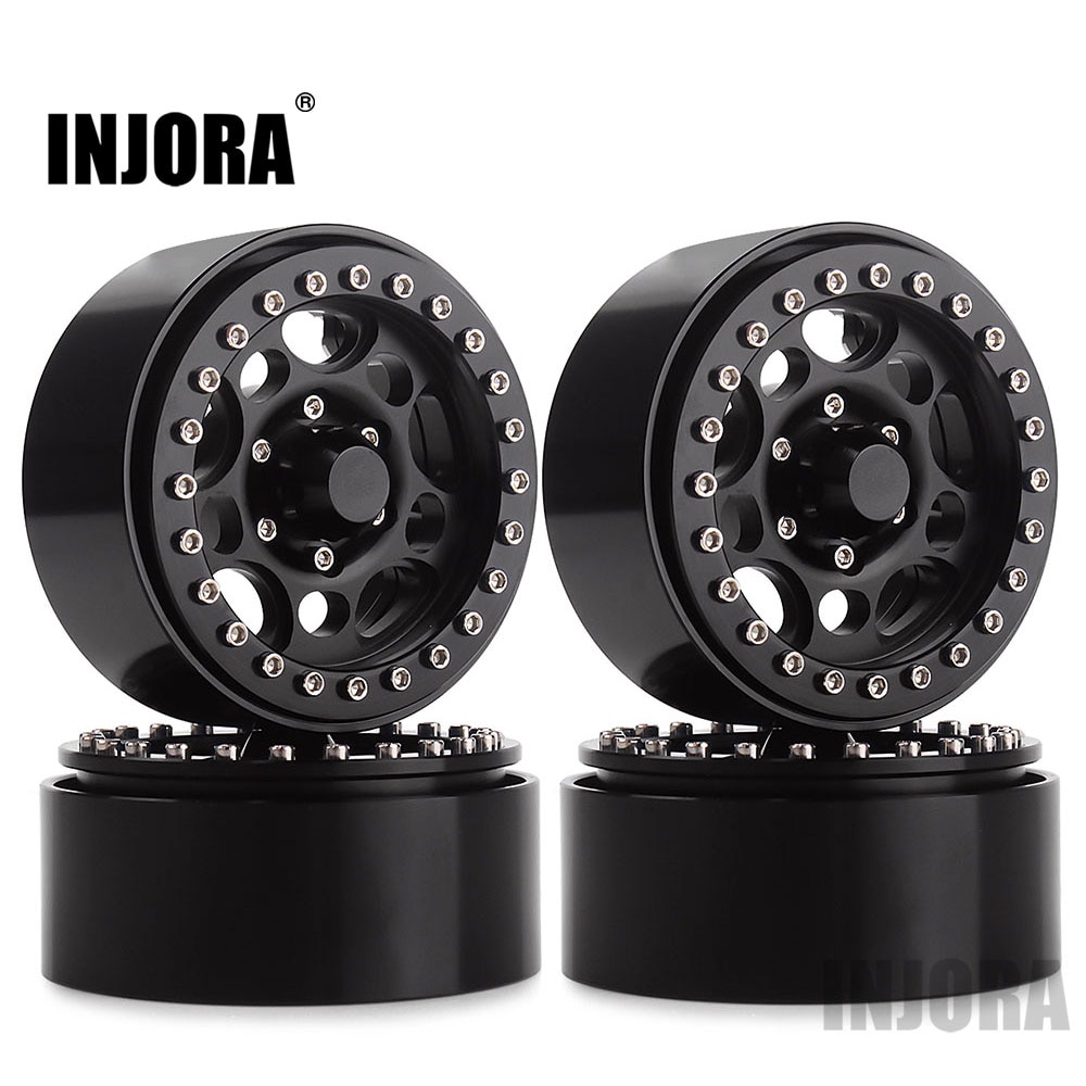 INJORA 4pz Metallo 1.9 Beadlock Ruota orlo centro per 1:10 RC cingolato assiale SCX10 SCX10 II 90046 AXI03007 D90 d110 MST