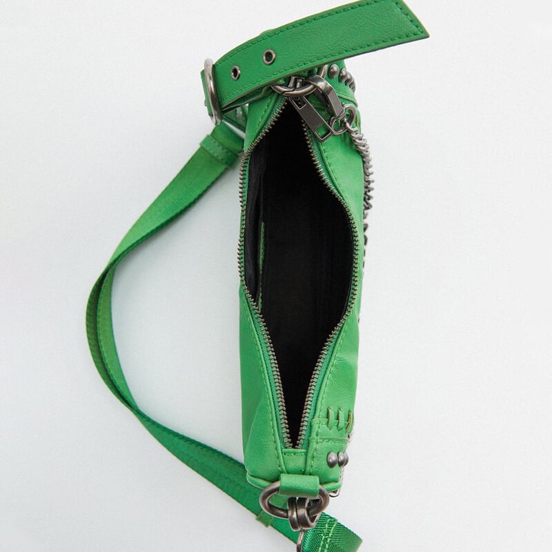 Mabula Mode Moto Biker Cool Hobo Crossbody Tassen Klinknagel Zwarte Vrouwen Schoudertas Met Ketting Vrouwelijke Retro Rock Stijl Portemonnees