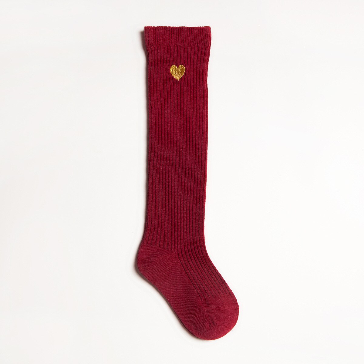 1 paio di calzini alti per bambini calzini caldi per ragazze cuore in cotone solido calzini sportivi per bambini calzini lunghi per bambini primavera nuovi arrivi: wine / 7-10 years old