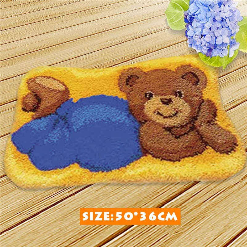 Bear Latch Hook Kits Diy Cushion Animals Klink Haak Kleed Bloemen Button Needlework Mat Kit Almofadas Klink Haak Kussen Bloem 3D: ZD098