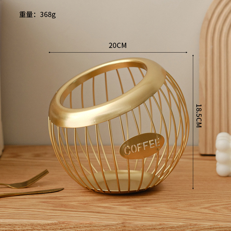 Cestino di frutta creativo Organizzatore di capsula di caffè in ferro spuntino blu Conservazione di frutta secca Cestino diagonale Articoli per la casa: Kaki scuro