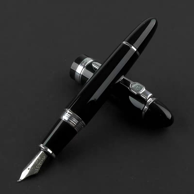 Hero 1060 Fountain Pen Metal Ink Pen Converter Filler Fine/Fude Nib Black Cap Stationery Office school supplies Business Writing: Fude Nib