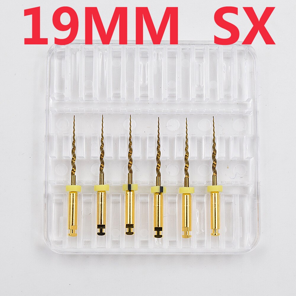 Dental guld flexibla filer endo roterande filer gyllene endodontiska filer 25mm nickel titanium instrument tandvård: 19mm sx