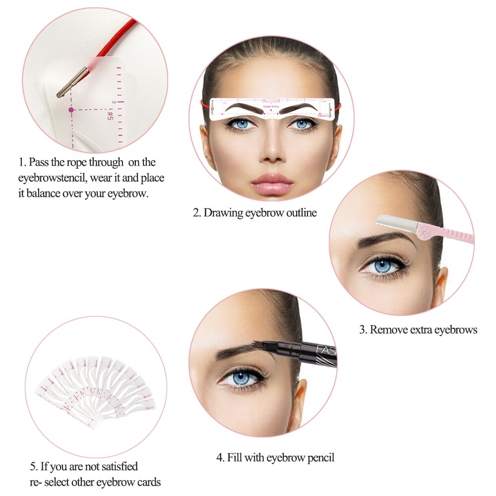 12 st återanvändbara ögonbryn stencil kort mall ögonbryn klistermärke verktyg rita perfekta ögonbryn makeup ritguide verktyg