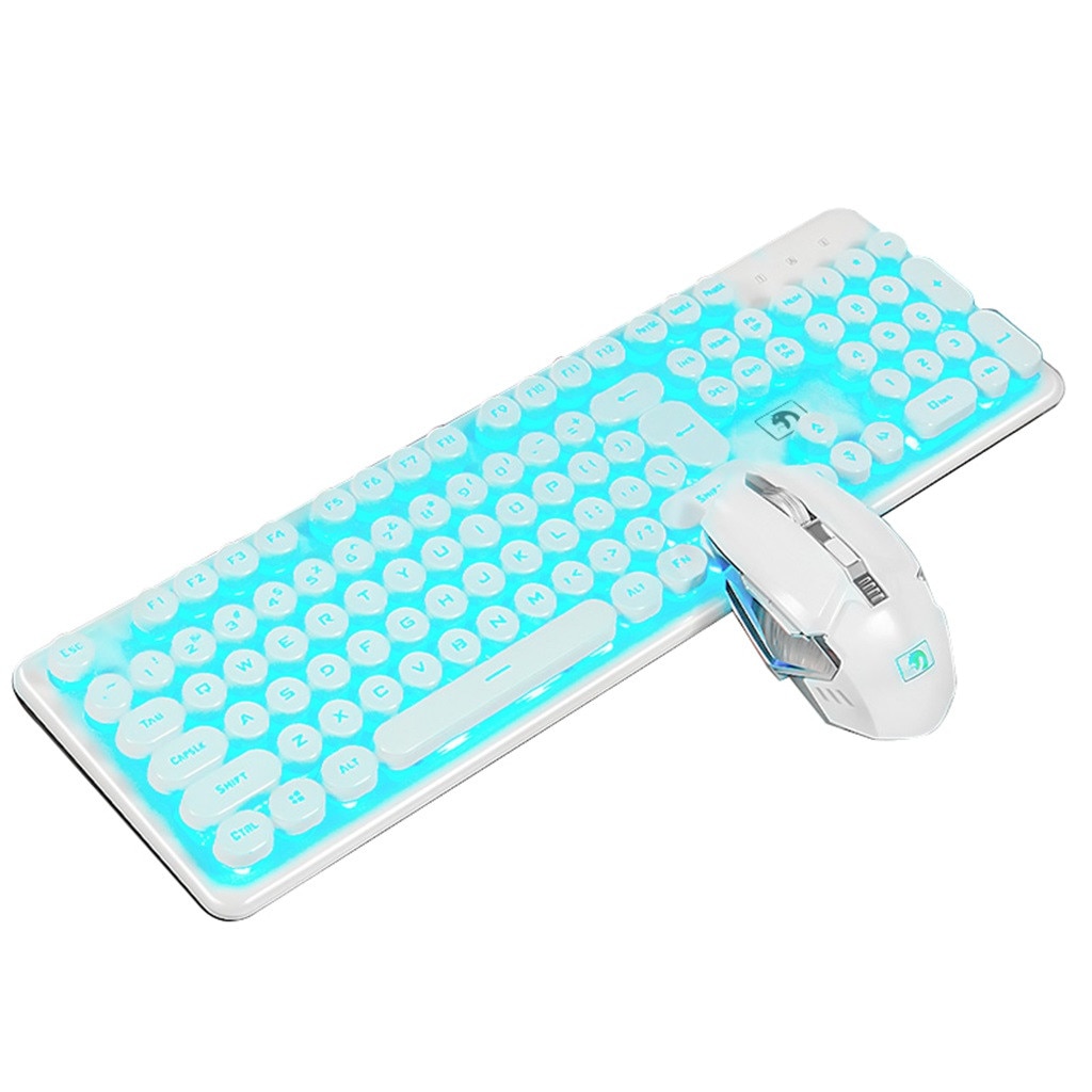 Wireless Gaming Rechargeable Wireless Mechanical Keyboard and Mouse Game Set Combo Standard For Computer Games 527: C