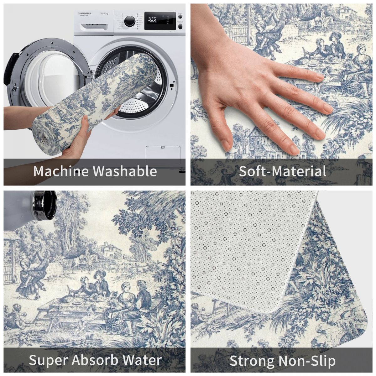 Toile De Jouy Nummer 2 Polyester Deurmat Tapijt Tapijt Mat Voetzool Anti-Slip Dustentrance Keuken Slaapkamer Balkon Cartoon